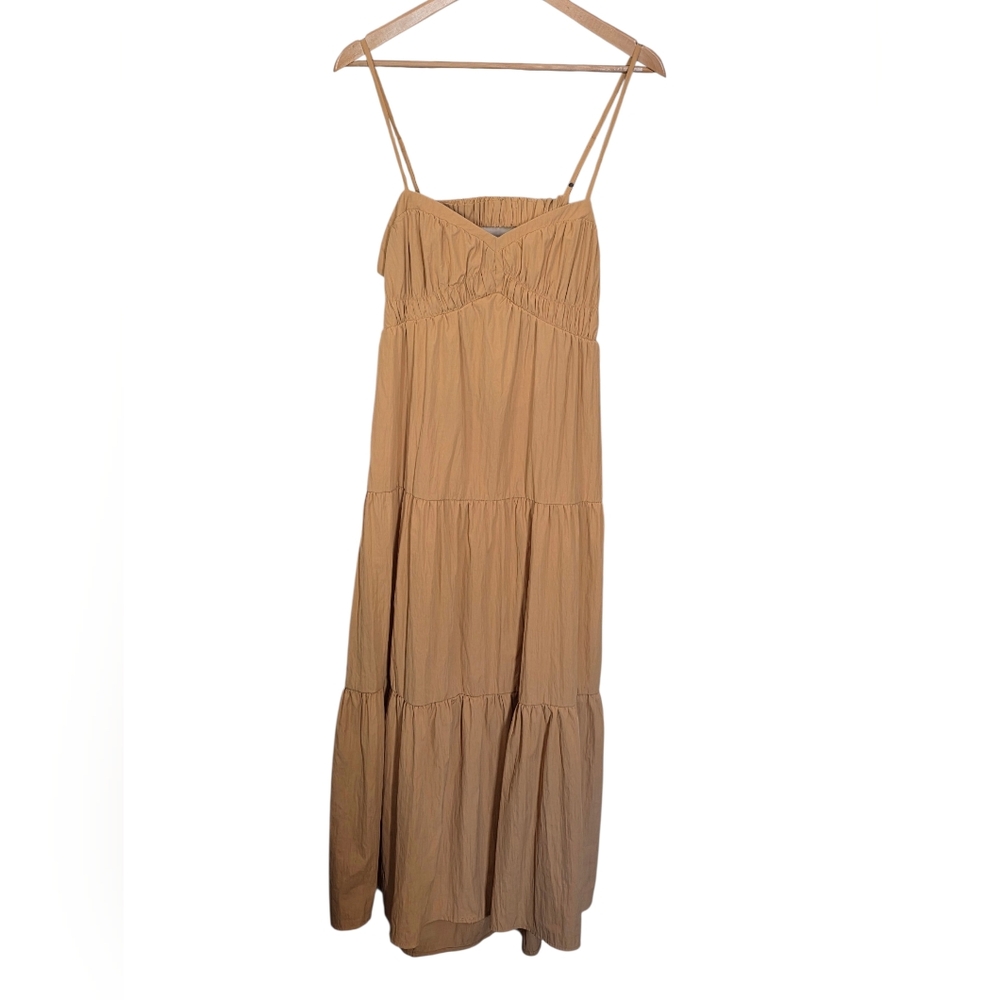 A Peach Tiered Ruffle Open Back Strappy Sundress Size XL EUC